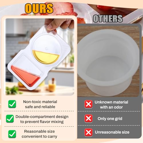 20 Pack Reusable Double-Compartment Snack Containers with Lids