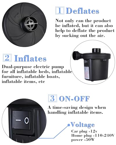 Portable Electric Air Pump for Fast Inflation - 110V AC/12V DC