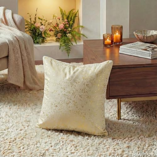 Gold Foil Velvet Throw Pillow Covers 18x18 Inch - Set of 2