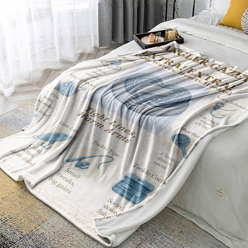 Vintage Fishing Throw Blanket 60x50 | Soft Flannel Fleece Gift