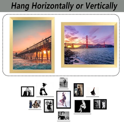 RUN HELIX 8x12 Gold Picture Frame for Wall or Tabletop Display