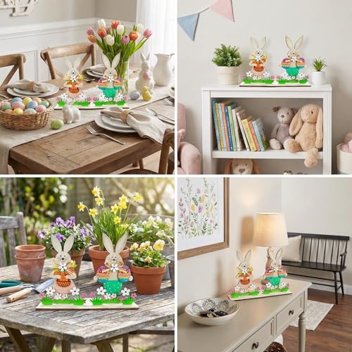 2-Piece Wooden Easter Bunny Decoration Set for Spring Decor