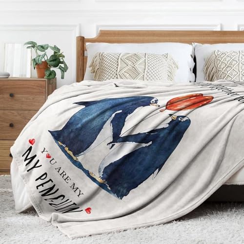 Penguin Couple Love Blanket - 50"x60" Romantic Anniversary Gift for Couples