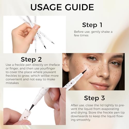 LYRADEW Faux Freckle Pen - Waterproof Long-Lasting Fake Freckles Stamp 02 Natural Coffee