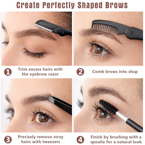 5-in-1 Eyebrow Grooming Kit with Razors, Scissors and Tweezers