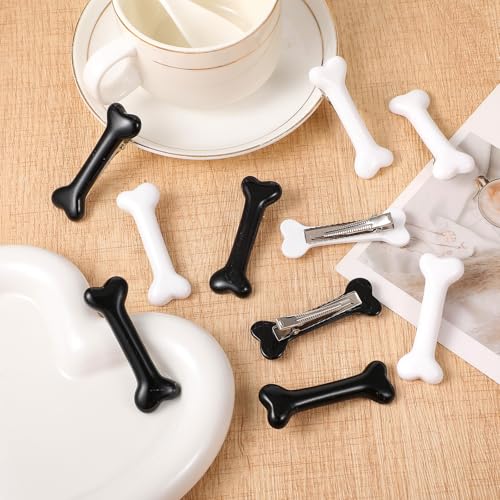 YUXMU 10Pcs Bone Hair Clips White Resin Hairpins Non-Slip Halloween Costumes