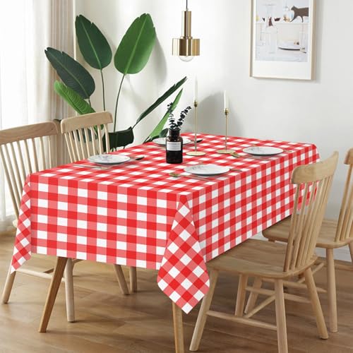 Red Gingham Plastic Tablecloth 3 Pack - Picnic & Party Cover, 54x108 Inches