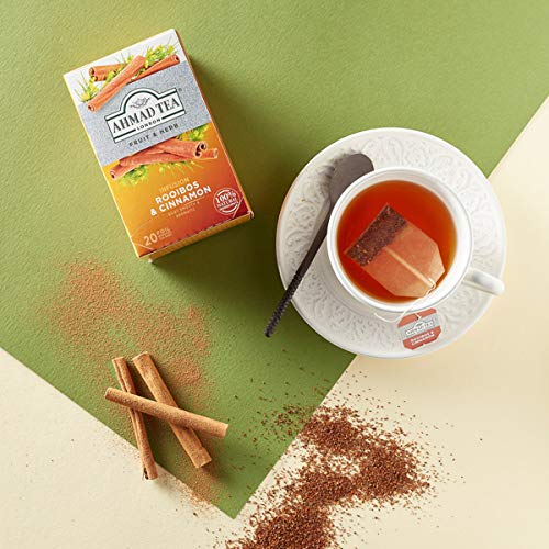 Ahmad Tea Rooibos & Cinnamon Herbal Tea Bags - Decaffeinated & Sugar-Free, 20 Ct - Cinnamon Variant