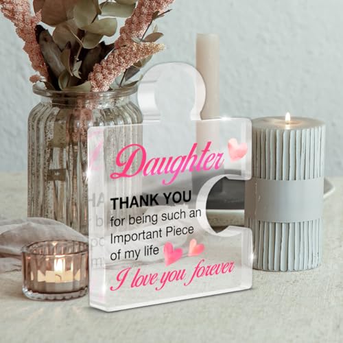 Acrylic Puzzle Piece Desk Sign - Daughter Birthday and Graduation Gift