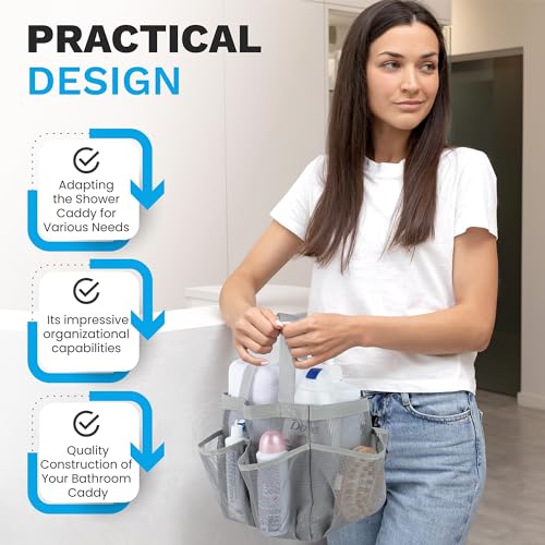 Handy Laundry 7-Pocket Mesh Shower Caddy - Portable Gray Toiletry Tote