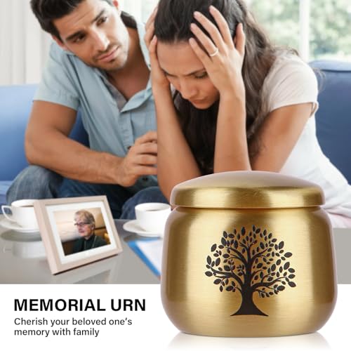 Tree of Life Mini Urn for Ashes - 1.6''x1.5'' Brass Keepsake
