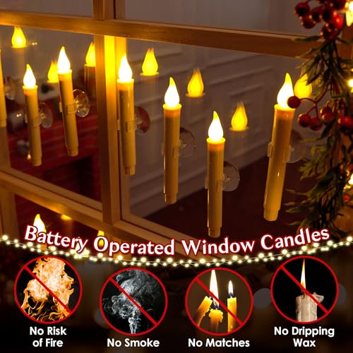 Ivory 12-Pack Dusk to Dawn Christmas Window Candles with Suction Cups