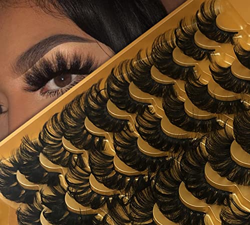 25mm Faux Mink Lashes 20 Pairs Pack Dramatic Wispy False Eyelashes