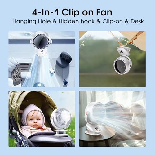 Portable Clip-On Fan with 6 Speeds | Rechargeable USB Desk Fan