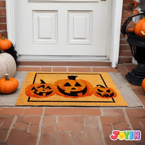 JOYIN Halloween Decoration Pumpkin Patterned Doormat, 30¡±x 17¡± Non Slip Natural Coir Front Door Mat Doorway Rugs, Trick or Treat Outside Indoor Decor