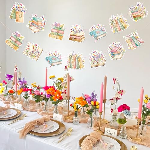 Book Themed Retirement Party Banner Set - Floral A New Chapter Decor