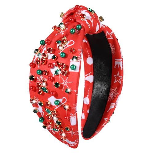 Christmas Crystal Knotted Headband Red Snowflake Hair Accessory