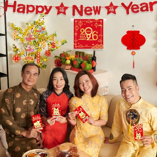 53-Piece Lunar New Year Decorations Set 2026 - Chinese Couplets & Lanterns