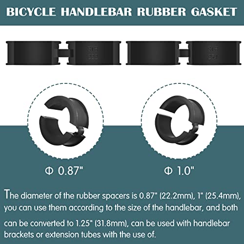 12 Pcs Bicycle Handlebar Shim Rubber Gasket 22.2/25.4 mm to 31.8 mm Bike Handlebar Shim Spacer Reliable Lightweight Non Slip Handle Grip Adapter Stem Reducer