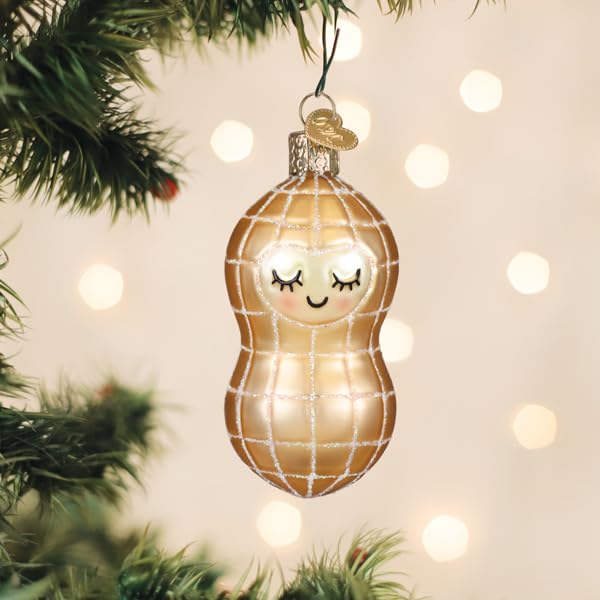 Little Peanut Glass Blown Ornament for Christmas Tree - Handcrafted Holiday Decoration