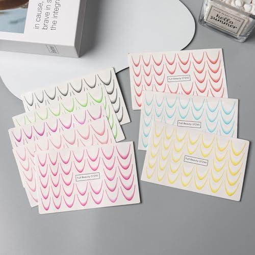TailaiMei French Line Nail Stickers 8 Sheets Colorful Self-Adhesive Decals