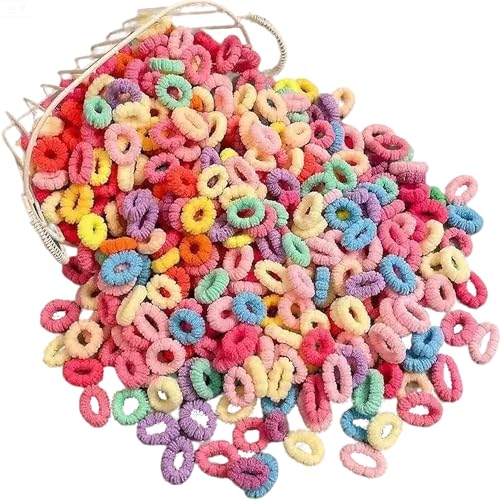Tihzheoy 500 PCS Multicolor Cotton Hair Ties - Soft No-Crease Baby & Kids Hair Elastics