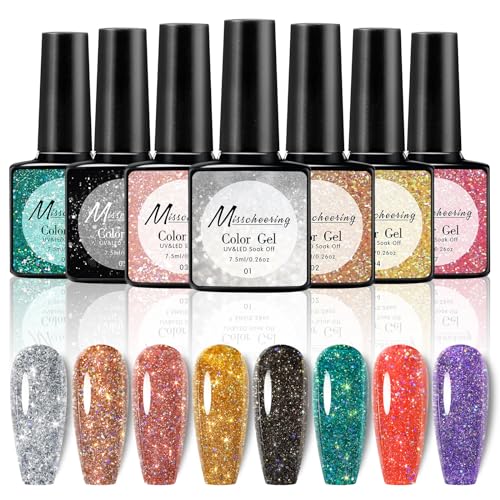 Pink Glitter Gel Nail Polish Reflective 7.5ml Manicure Salon