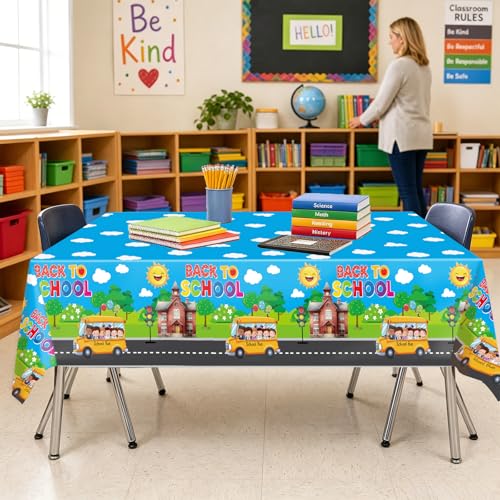 Welcome Back to School Disposable Tablecloths - 3 Pack, 108 x 54 Inches
