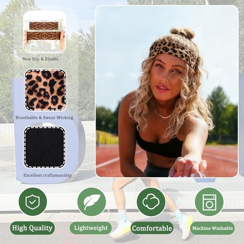Burcoya 9 Pack Non Slip Stretch Elastic Headbands for Women Sports Yoga