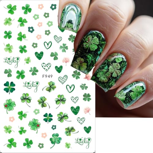 St. Patrick's Day Shamrock Nail Art Stickers 3D Self-Adhesive Lucky Clover Decals 8 Sheets