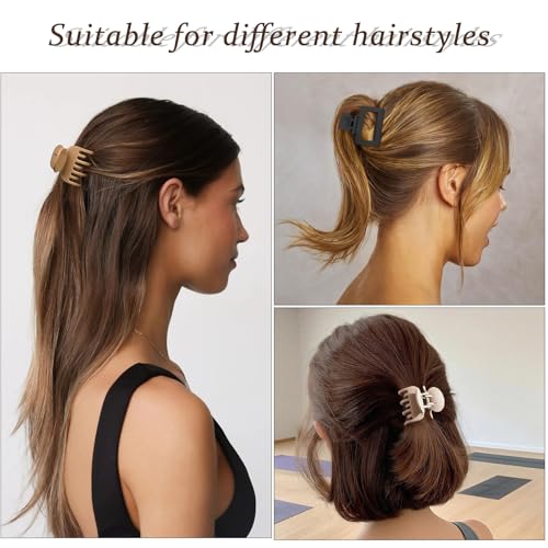 Faucye 8 Pack Medium Hair Claw Clips Matte Nonslip Rectangle Hair Jaw Clips