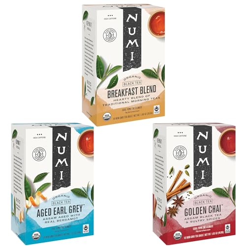 Numi Organic Black Tea Variety Pack - 54 Full Leaf Tea Bags, Natural Caffeine