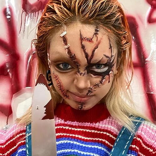 Halloween Zombie Temporary Tattoos - 20 Sheets Realistic Scars & Stitches