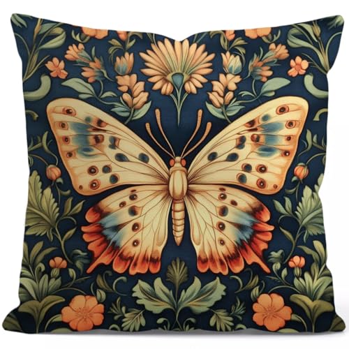YOU FOUND ME Butterfly Floral Throw Pillow Cover Vintage Farmhouse Cushion 18x18