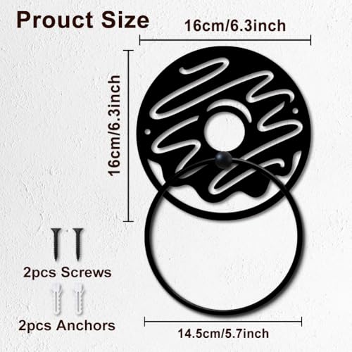 MAYJOYDIY Donut Metal Hand Towel Holder Ring Wall Mount Black Vintage