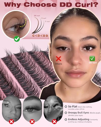 Eefofnn Wispy Lash Clusters 8-14mm DD Curl Individual DIY Eyelash Extensions