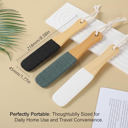 Zelphvt 3-Pack Wooden Handle Foot Scrubber & Callus Remover File