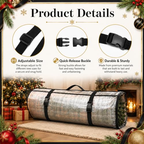Christmas Tree Cinch Straps Set with Buckles - Adjustable Holiday Tree Securing Bands