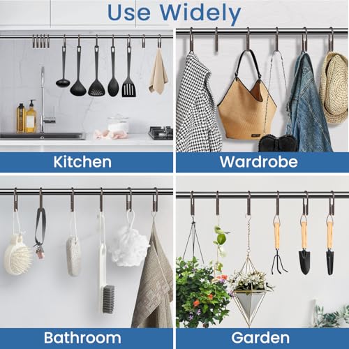 Rust-Resistant Double Shower Curtain Hooks - Set of 12