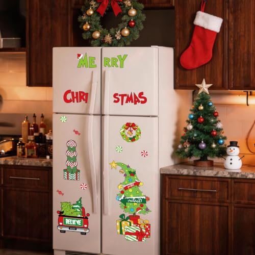 Green Christmas Tree Dishwasher Magnets 29Pcs Xmas Refrigerator Decor Set