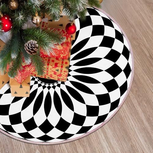 Black and White Christmas Tree Skirt 36 Inch - Modern Holiday Decor - Abstract Xmas Home Accent - Variation of THIS listing