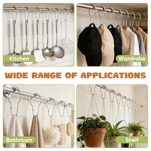 Rust-Proof Stainless Steel Shower Curtain Hooks - 12 Pack