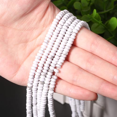 White Turquoise Abacus Disk Beads 4x2mm Gemstone for Jewelry Making