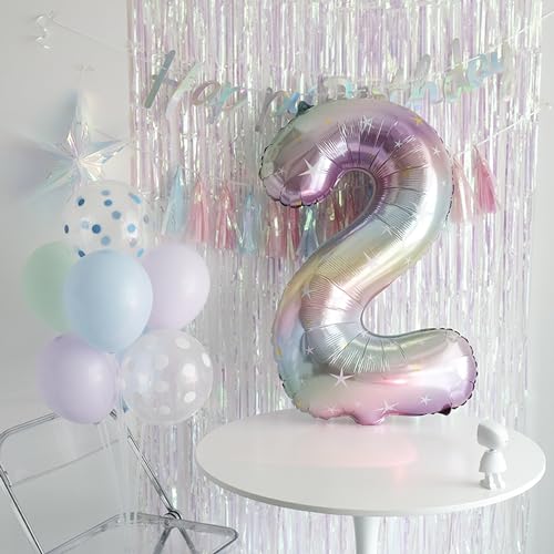 40 Inch Rainbow Number 1 Foil Balloon for 1st Birthday & Events