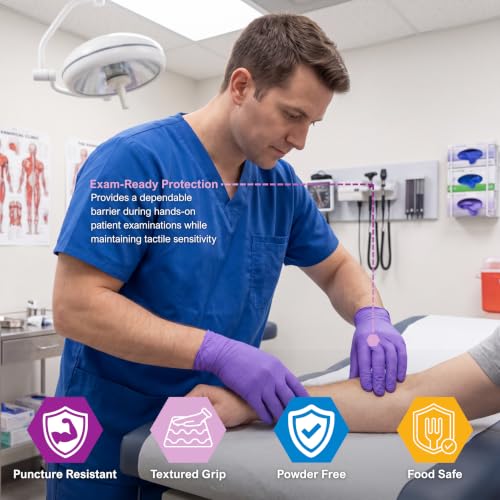 MedPride X-Large Powder-Free Nitrile Exam Gloves Pack of 100 - Medical, Puncture-Resistant