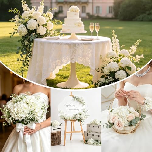 10pcs Artificial Hydrangea Flowers Bulk - Lifelike Silk Heads with Stems