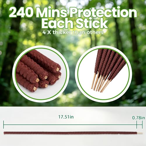24 Pack Extra Large Mosquito Incense Sticks - DEET Free, Long-Lasting