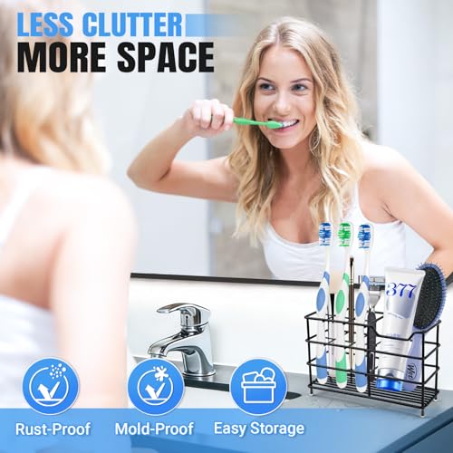 Stainless Steel Bathroom Toothbrush Holder with 4 Slots - Rustproof Organizer for Kids & Adults