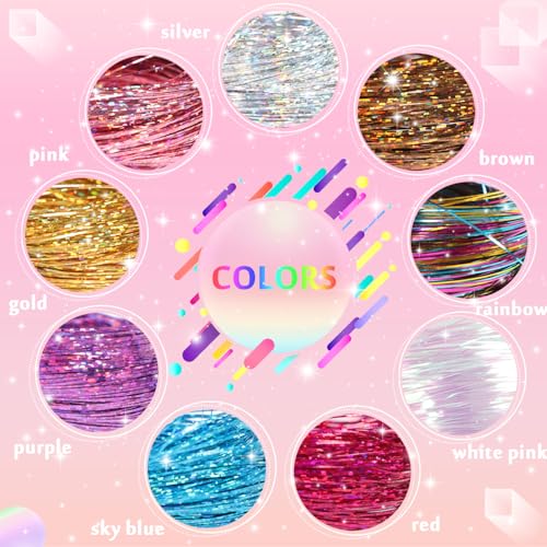 Clip-in Hair Tinsel Extensions 24 Inch Sparkly Fairy Hair 12 Pcs