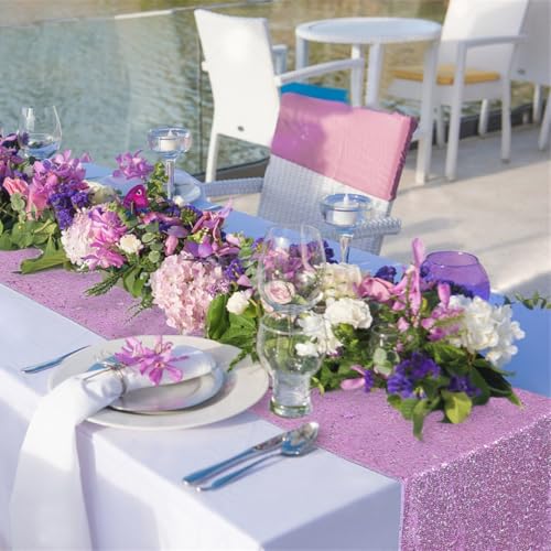 8 Pack Lavender Sequin Table Runners 12x72 Inch for Wedding Party Decor